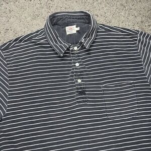 Faherty Shirt Mens Large Polo Black Striped Preppy Casual Soft Cotton Preppy